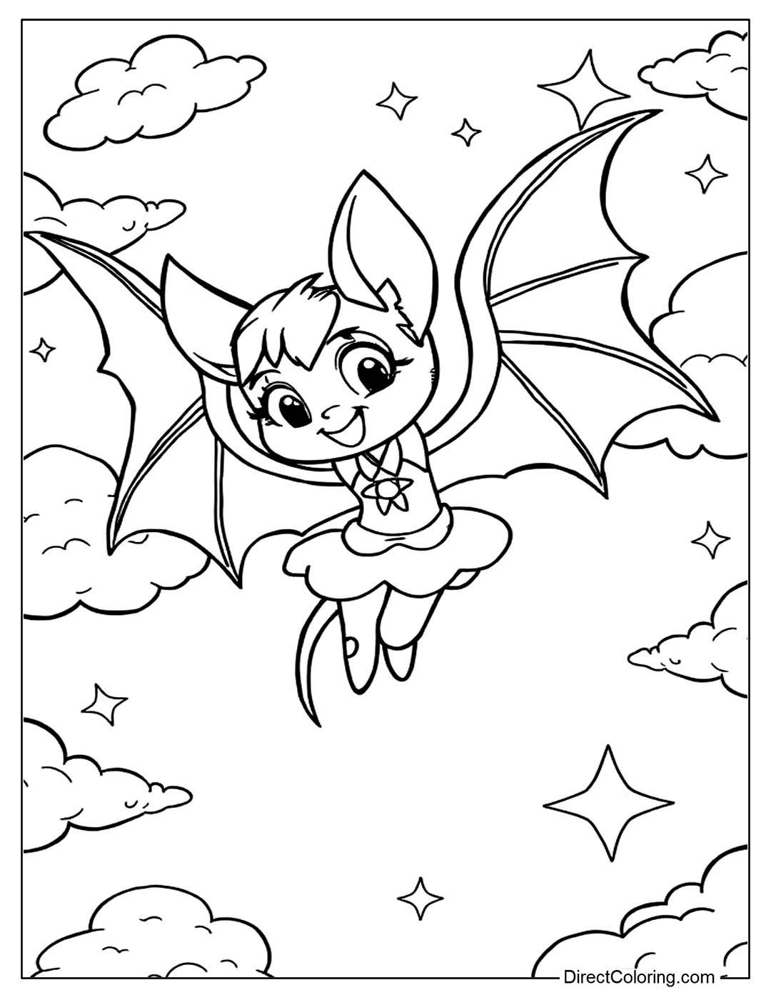 Bat Cartoon Coloring Sheet